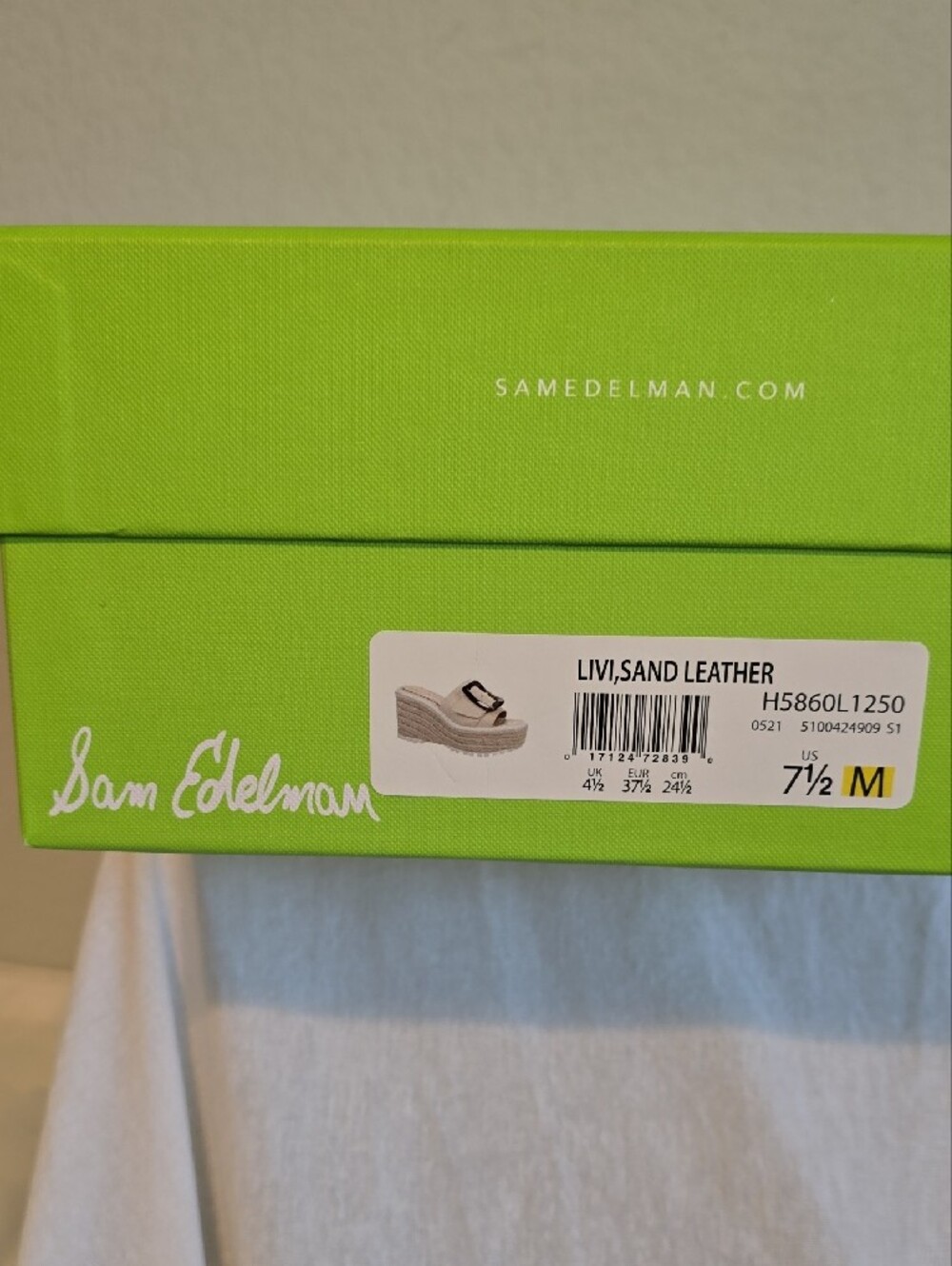 Sam Edelman "Livi Sand Leather" Espadrille Wedge W/Tortoise Buckle Size 7.5 NWOT - Picture 14 of 16